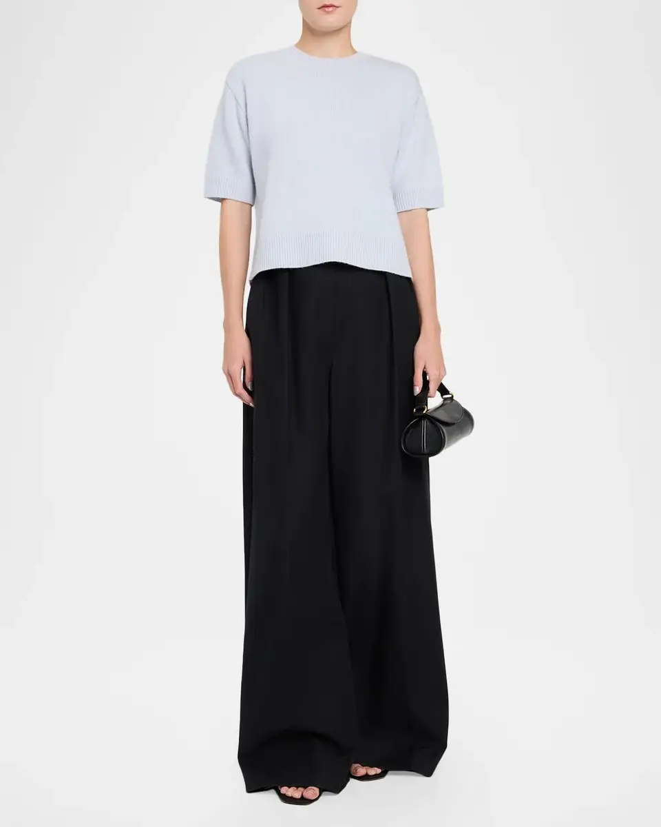 Theory Cashmere Cropped Short-Sleeve T-Shirt | Thumbnail 2 Theory Cashmere Cropped Short-Sleeve T-Shirt | Thumbnail 2