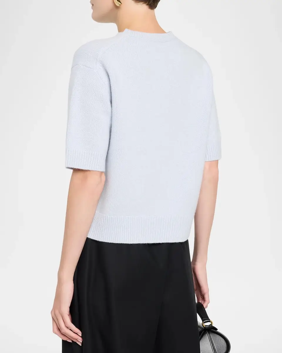 Theory Cashmere Cropped Short-Sleeve T-Shirt | Thumbnail 3 Theory Cashmere Cropped Short-Sleeve T-Shirt | Thumbnail 3
