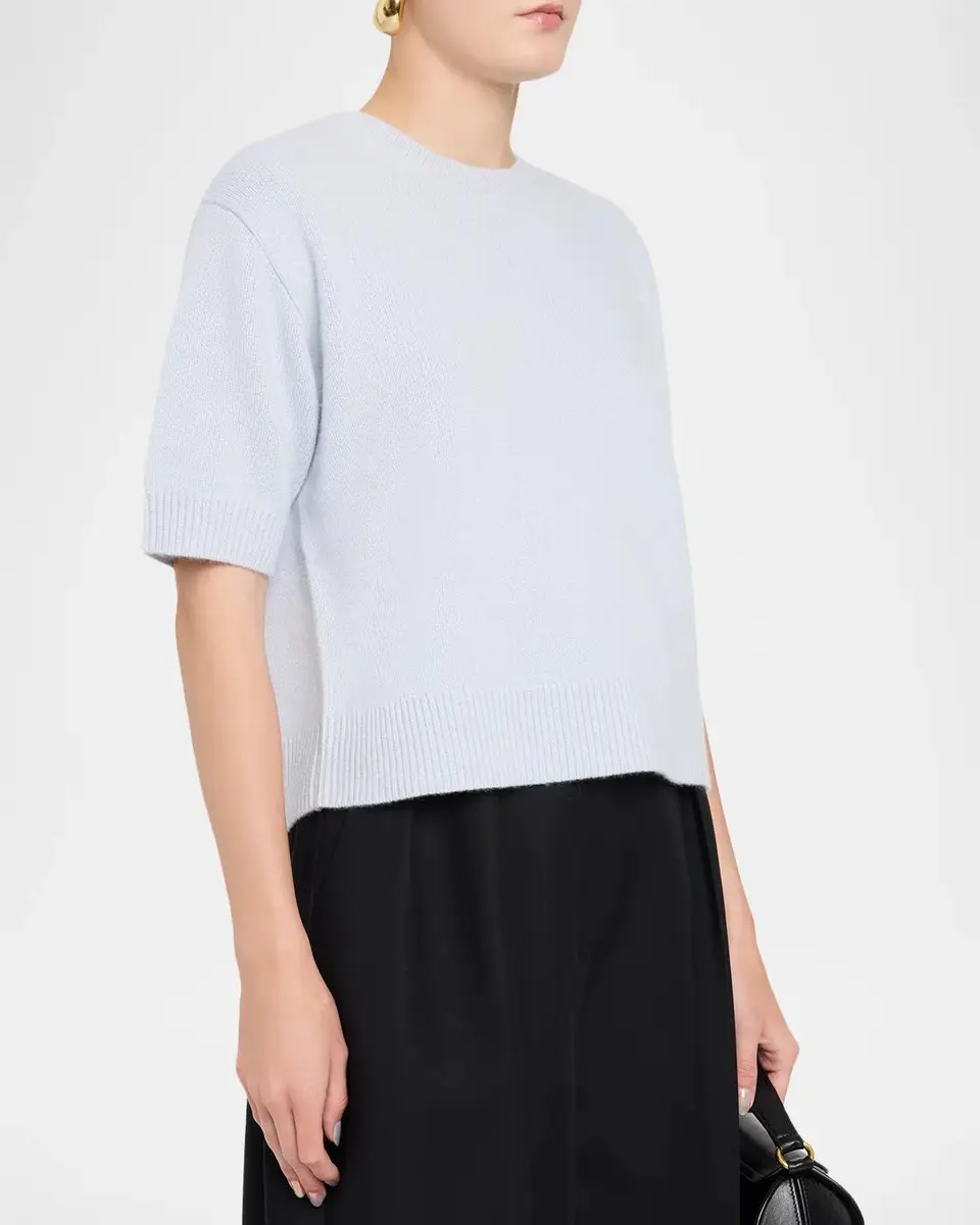 Theory Cashmere Cropped Short-Sleeve T-Shirt | Thumbnail 4 Theory Cashmere Cropped Short-Sleeve T-Shirt | Thumbnail 4