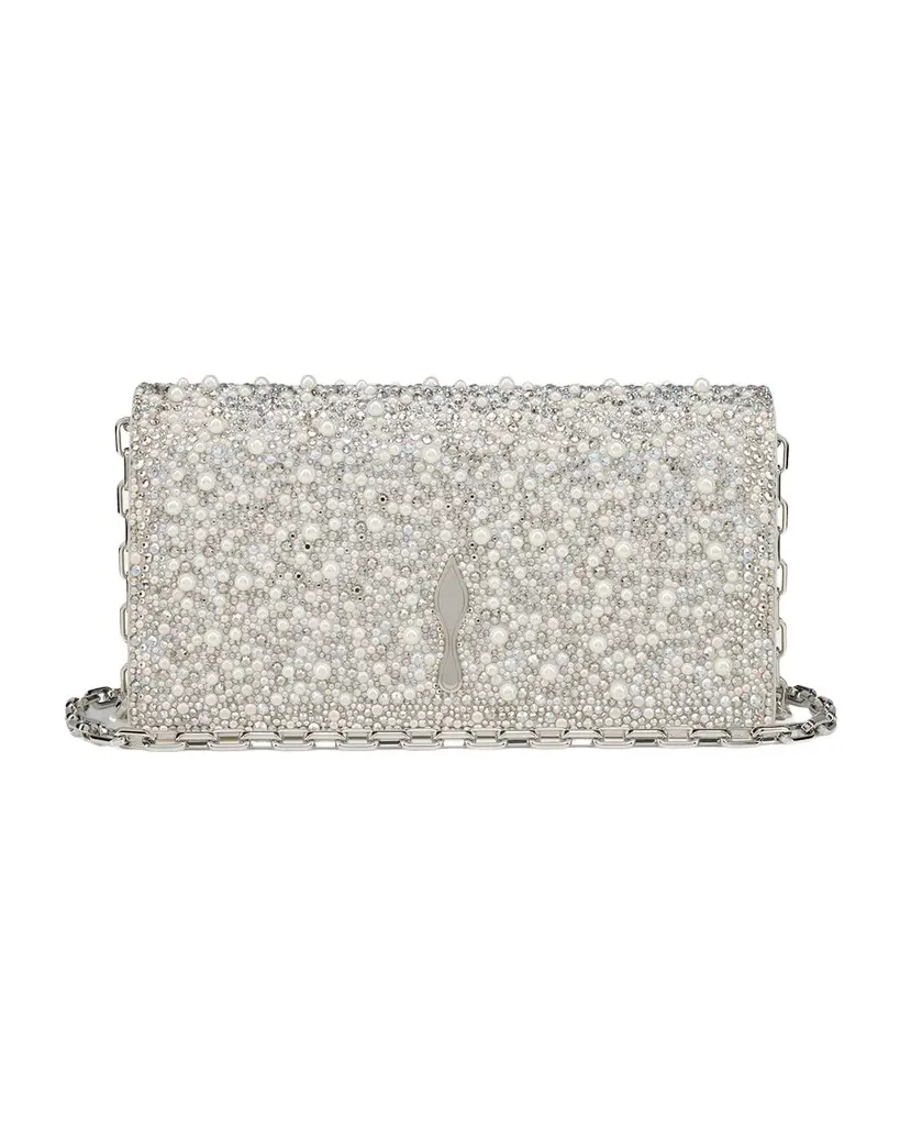 Bettina Clutch Bag in Strass & Pearly Suede Bettina Clutch Bag in Strass & Pearly Suede