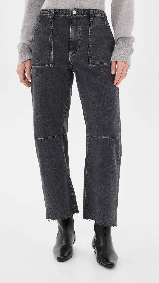 Le Jean Petite Utility Soft Barrel Raw Jeans | Thumbnail 2 Le Jean Petite Utility Soft Barrel Raw Jeans | Thumbnail 2