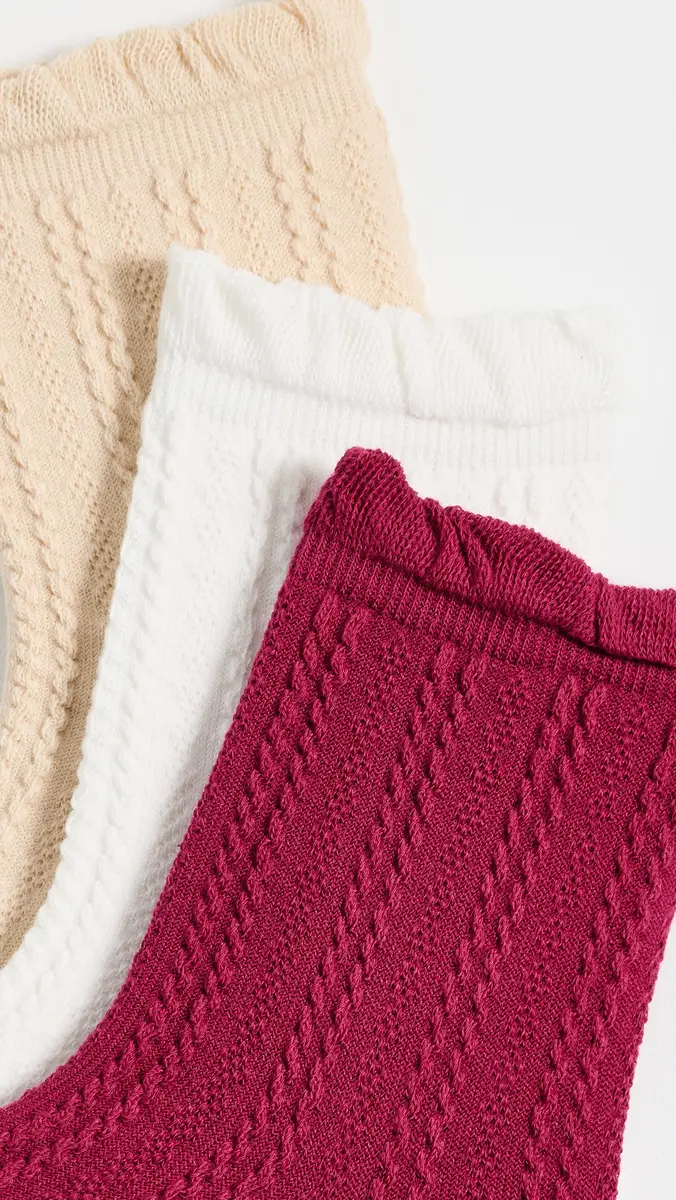Stems Pointelle Crew Socks 3 Pack | Thumbnail 3