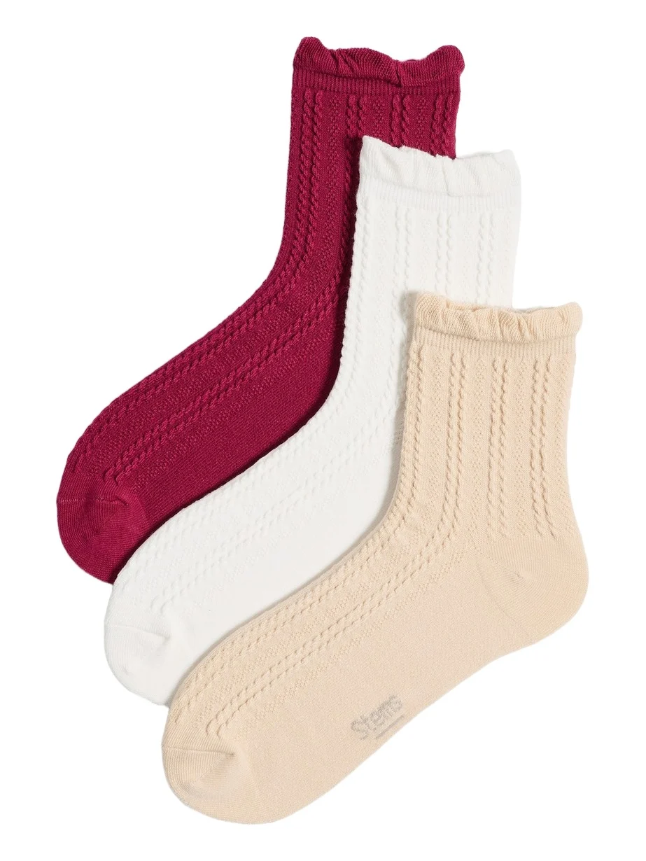 Stems Pointelle Crew Socks 3 Pack