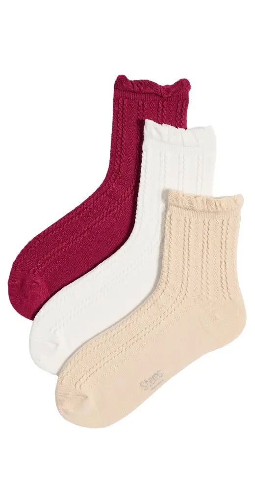 Stems Pointelle Crew Socks 3 Pack