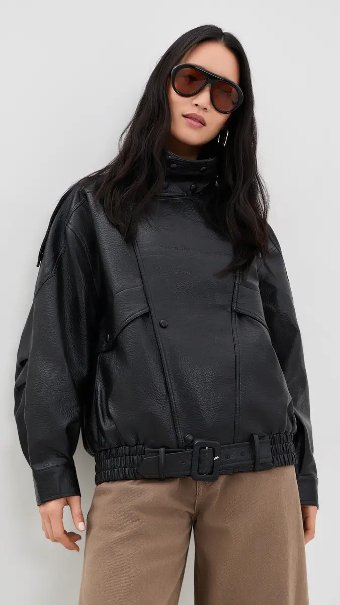 LIONESS Rogue Faux Leather Bomber Jacket | Thumbnail 2