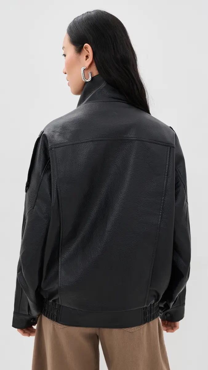 LIONESS Rogue Faux Leather Bomber Jacket | Thumbnail 3