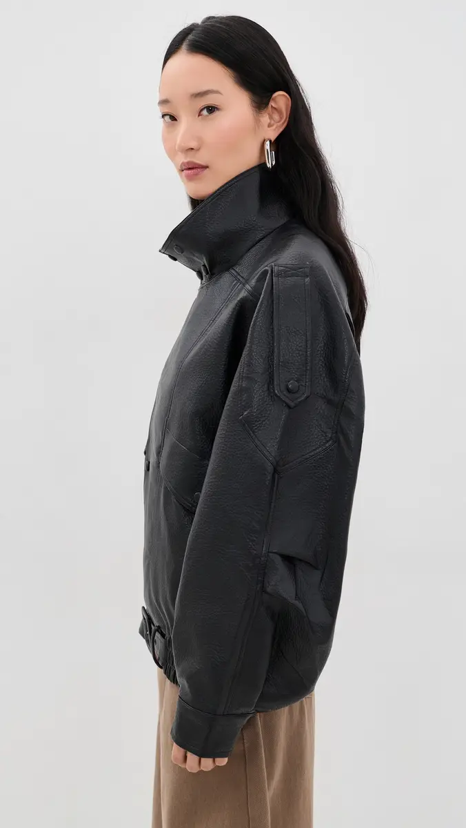 LIONESS Rogue Faux Leather Bomber Jacket | Thumbnail 4