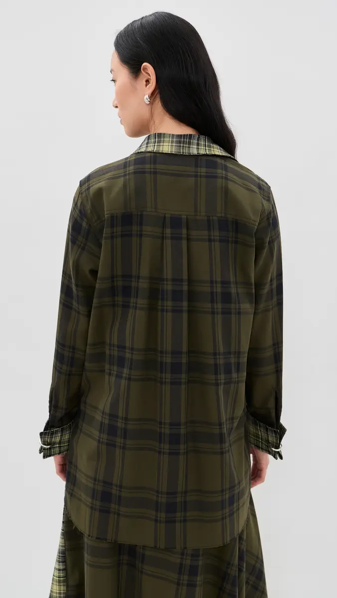 MARQUES ALMEIDA Plaid Overlapping Front Tailored Button Down Shirt | Thumbnail 4
