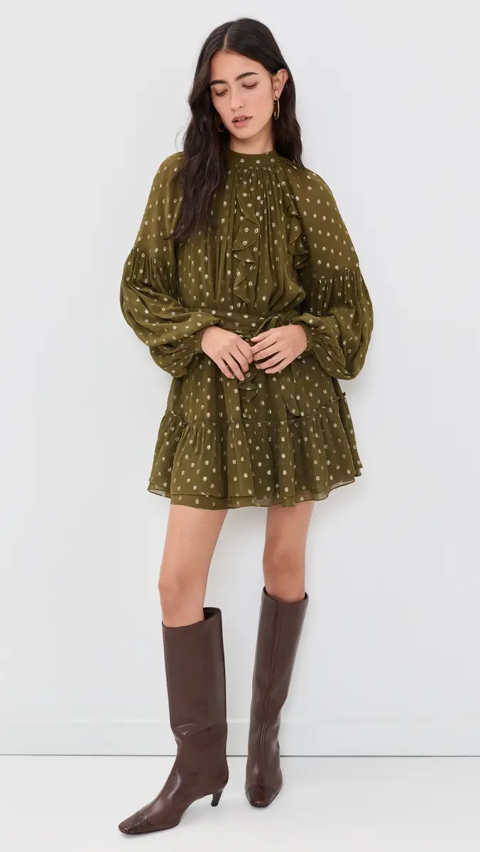 Hemant & Nandita Ruffled Mini Dress with Self Tie Belt | Thumbnail 5 Hemant & Nandita Ruffled Mini Dress with Self Tie Belt | Thumbnail 5