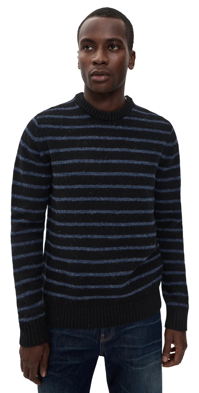 The Eastmoor Sweater In Coal Stripe Wool