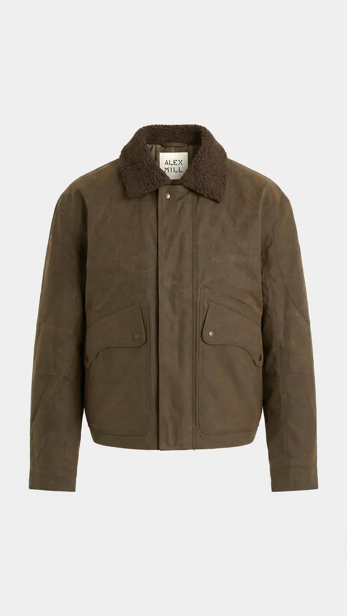 Alex Mill Bomber Jacket In Waxed Canvas Brown | Thumbnail 2 Alex Mill Bomber Jacket In Waxed Canvas Brown | Thumbnail 2