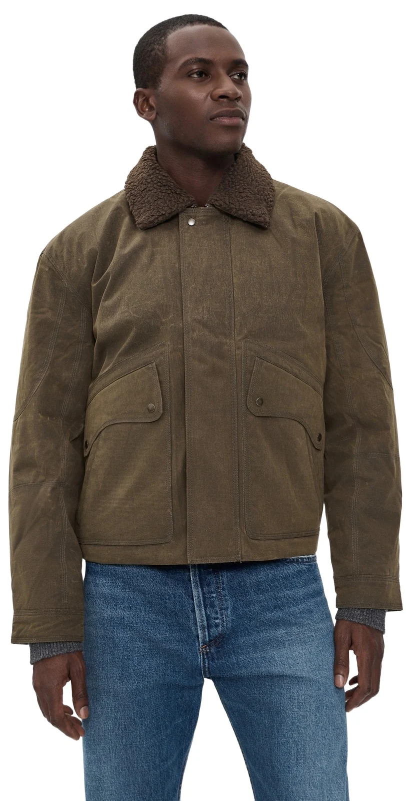 Bomber Jacket In Waxed Canvas Brown Bomber Jacket In Waxed Canvas Brown