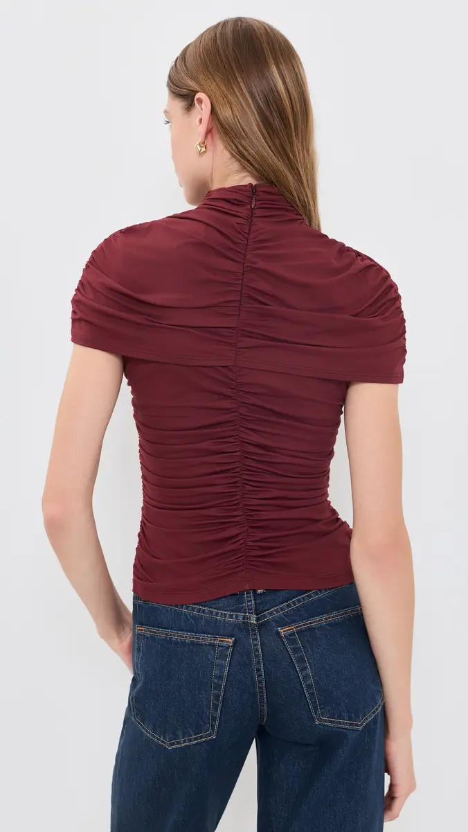 susana monaco Mock Neck Overlay Gathered Top | Thumbnail 3