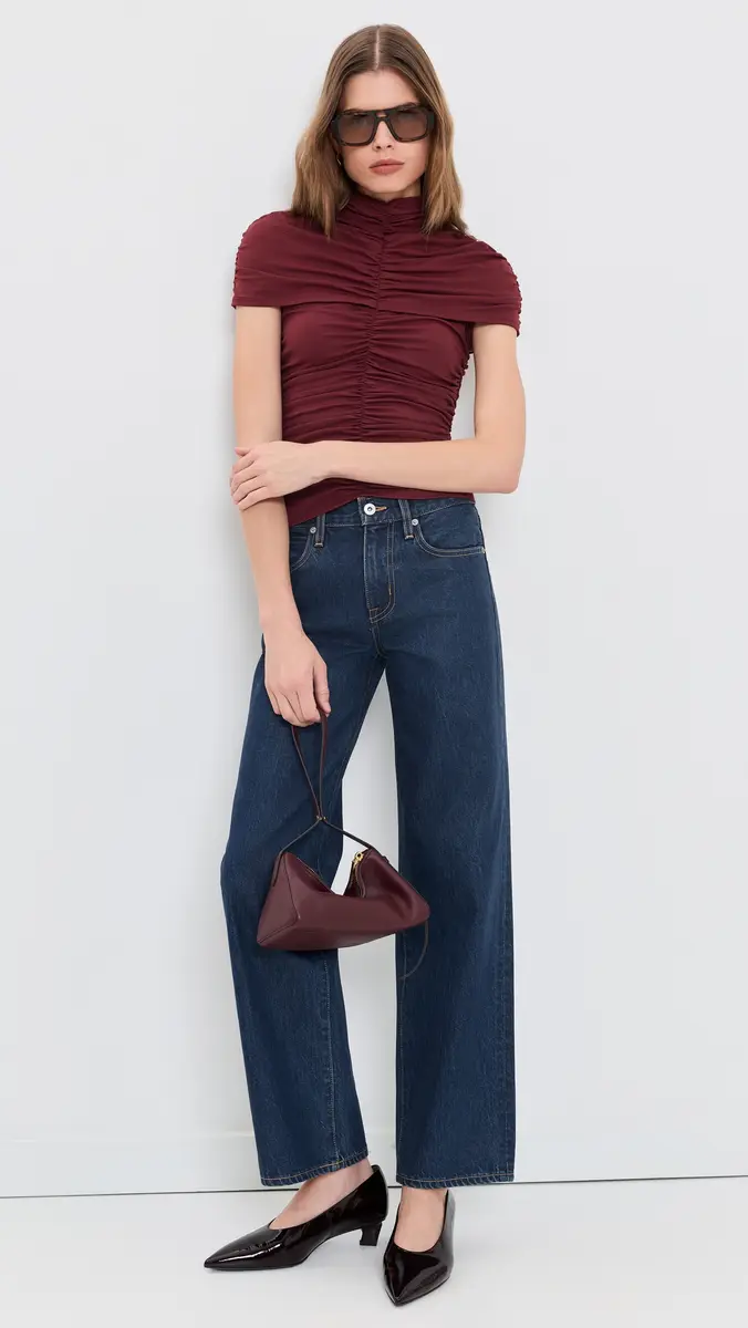 susana monaco Mock Neck Overlay Gathered Top | Thumbnail 5