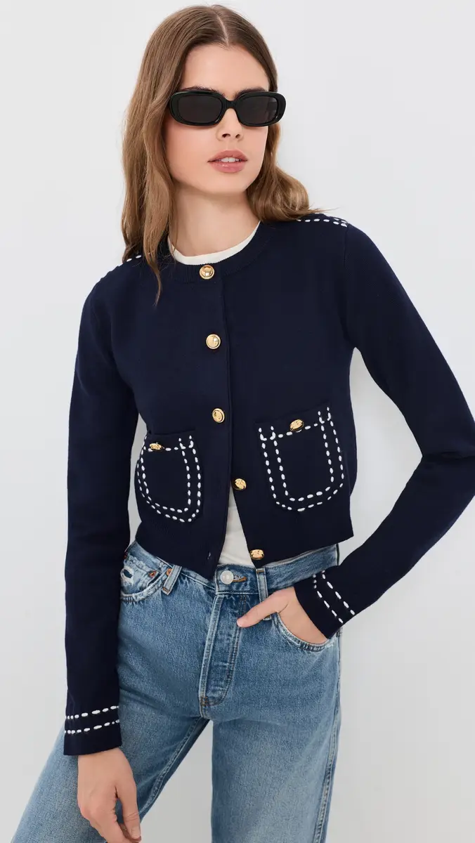 English Factory Stitch Detail Cardigan | Thumbnail 2