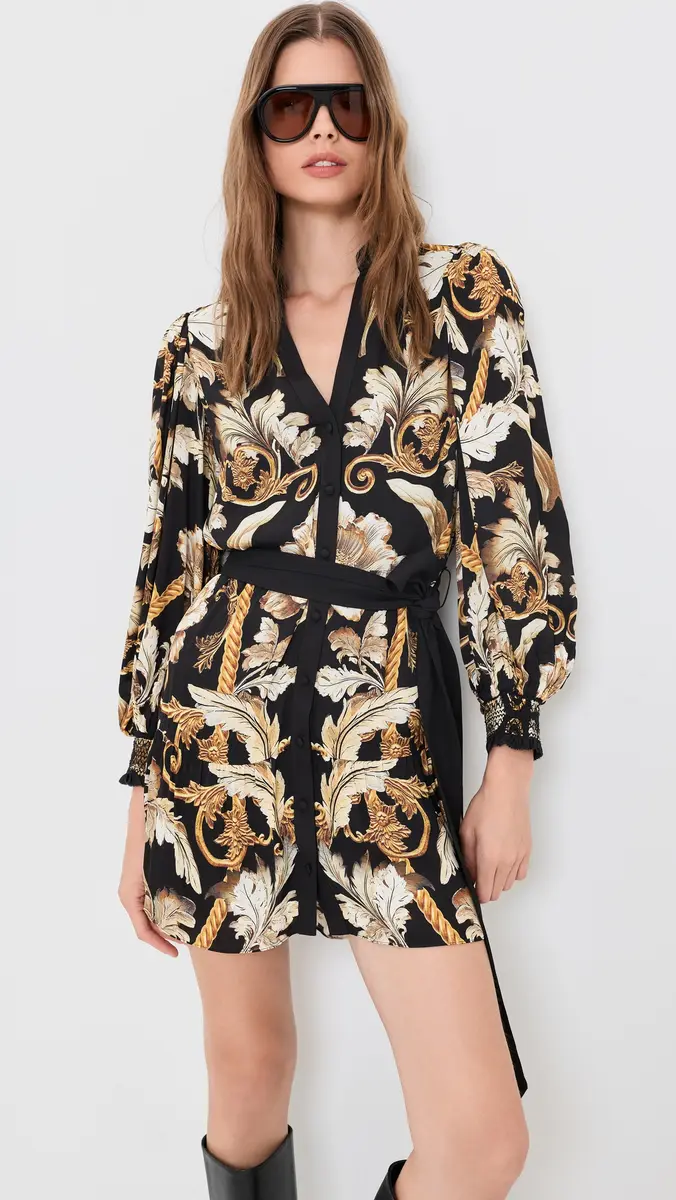 Alice + Olivia Antonette Tiered Mini Shirtdress | Thumbnail 2 Alice + Olivia Antonette Tiered Mini Shirtdress | Thumbnail 2