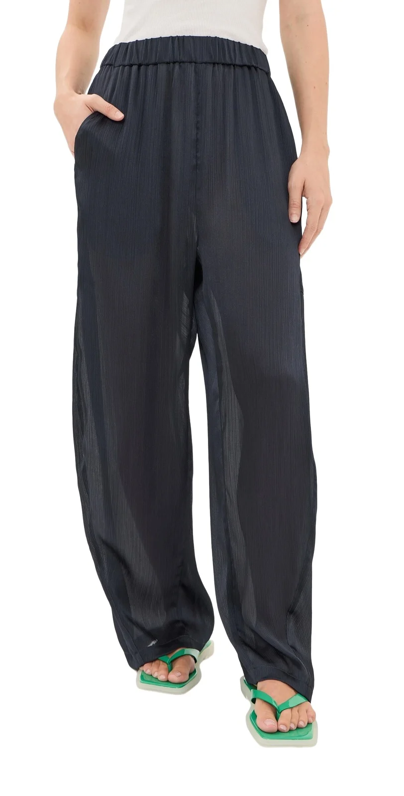 Tibi Matte Satin Plissé Petite Winslow Pants