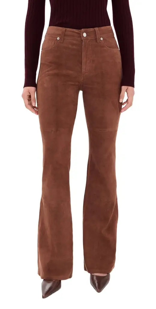 GOOD AMERICAN Suede Good Legs Flare Pants