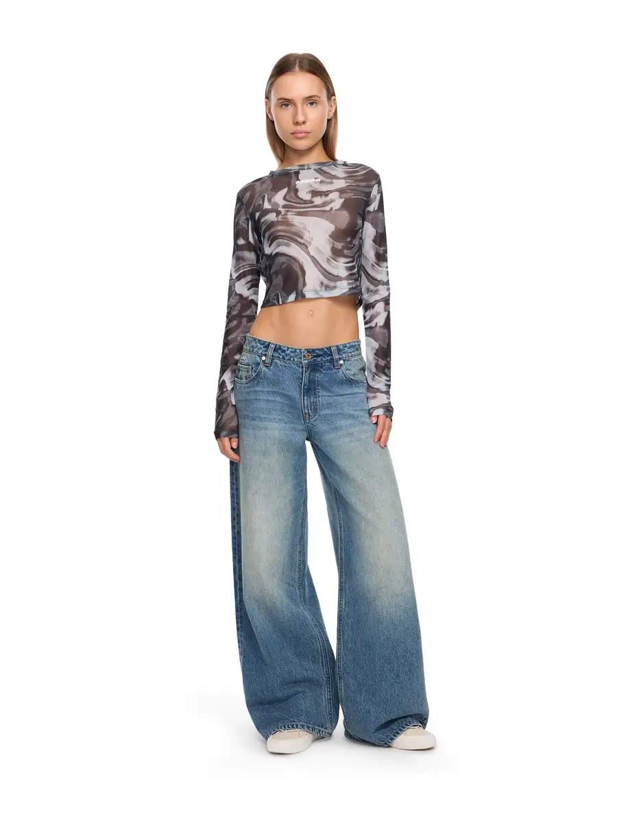 Off-White L/AB Mesh Printed Crop Top | Thumbnail 3