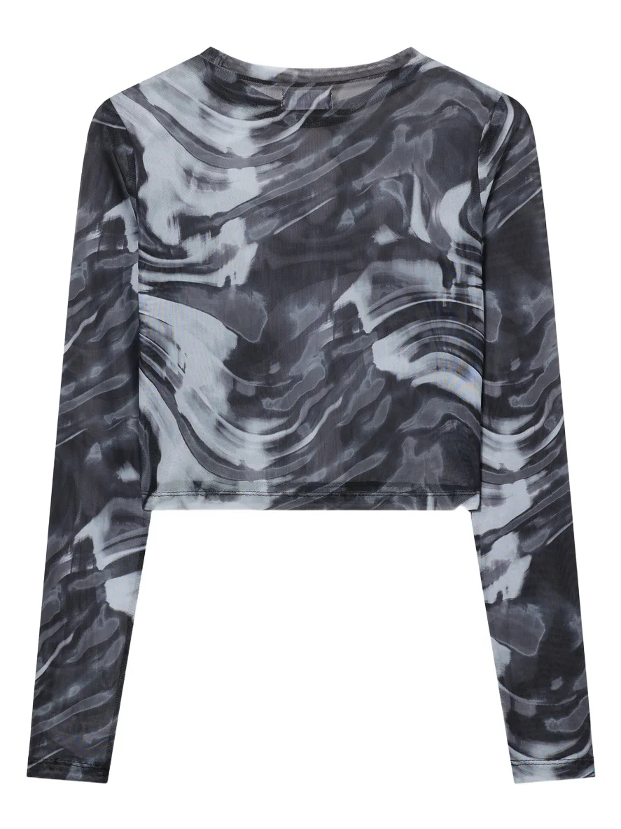 Off-White L/AB Mesh Printed Crop Top