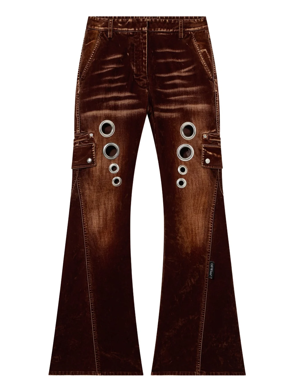 Off-White Eyelet Flock Cargo Pants
