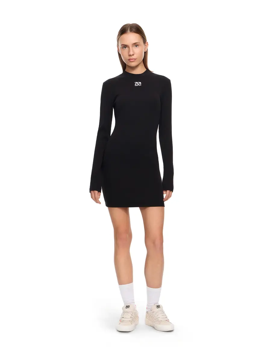 Off-White L/AB Long-Sleeved Fitted Rib Dress | Thumbnail 3 Off-White L/AB Long-Sleeved Fitted Rib Dress | Thumbnail 3
