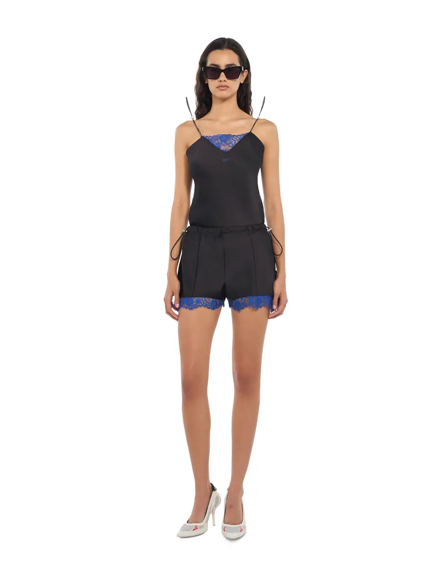 Off-White Satin Lace Slip Shorts | Thumbnail 2 Off-White Satin Lace Slip Shorts | Thumbnail 2