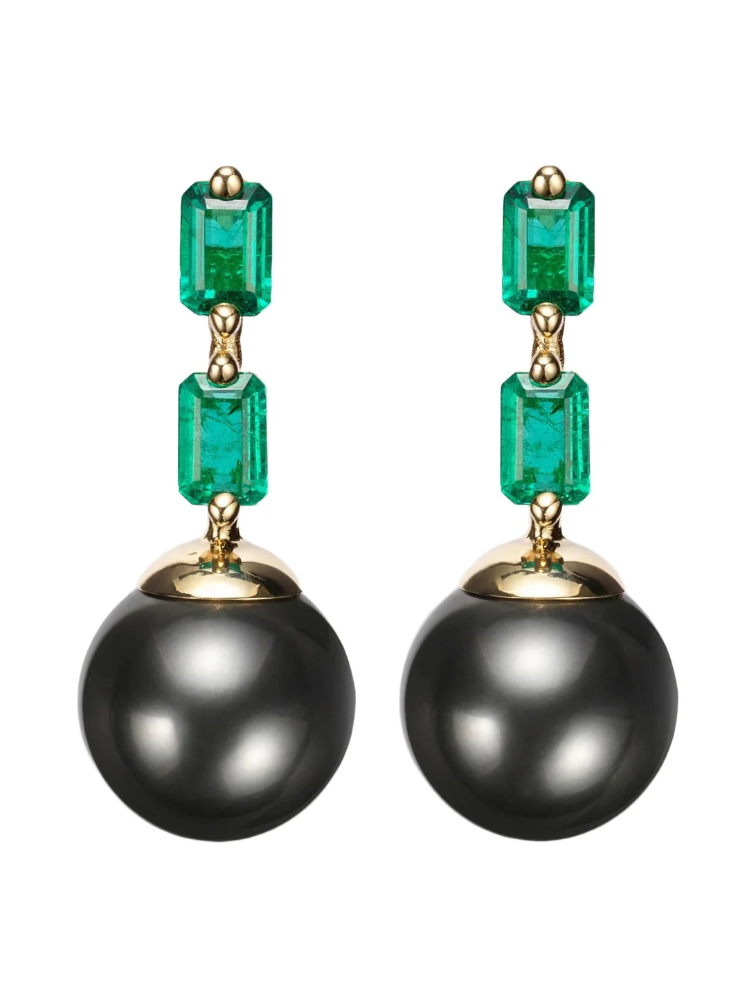18kt gold drop earrings with pearls and emeralds 18kt gold drop earrings with pearls and emeralds