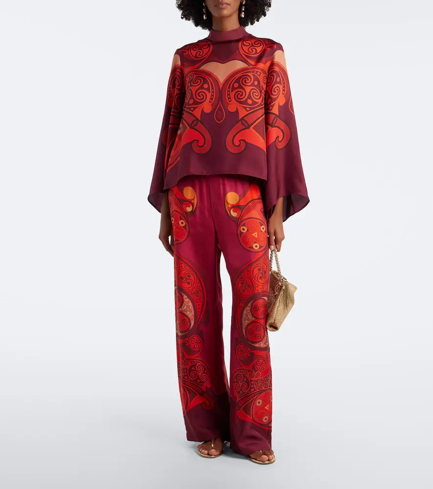 La DoubleJ Club printed silk twill wide-leg pants | Thumbnail 4 La DoubleJ Club printed silk twill wide-leg pants | Thumbnail 4