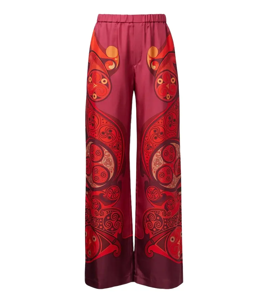 La DoubleJ Club printed silk twill wide-leg pants