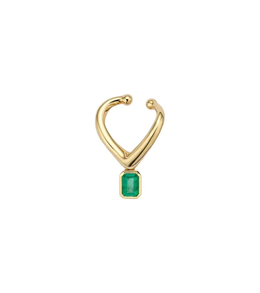 SHAY JEWELRY Zar 18kt gold single ear cuff with emerald