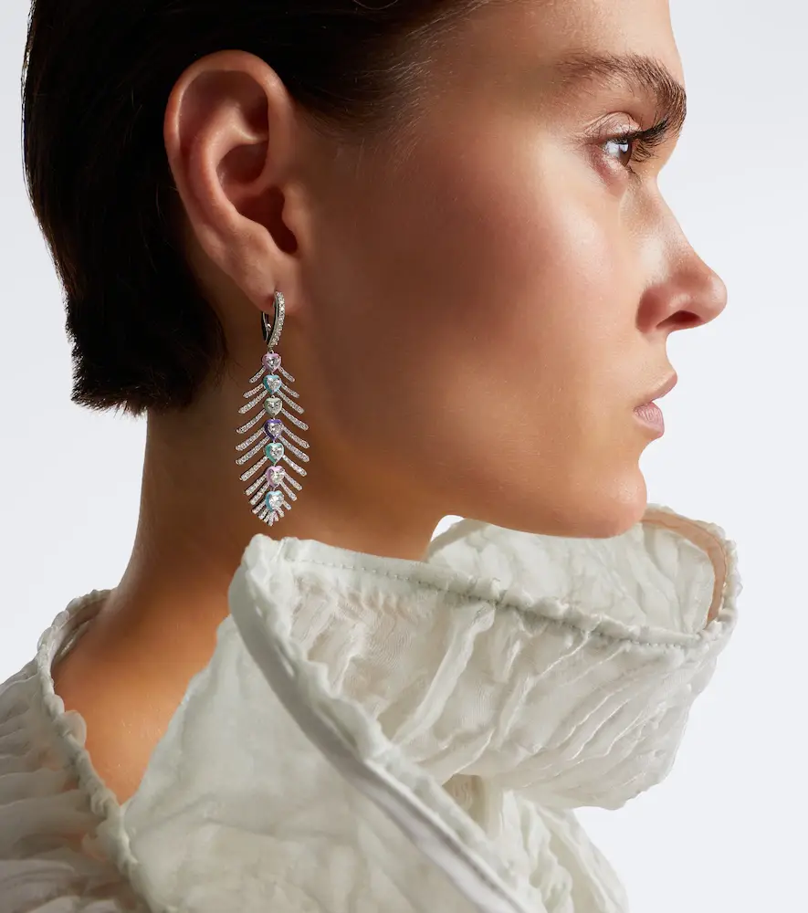 Kamyen Candy Crush Feather 18kt white gold drop earrings with diamonds | Thumbnail 3