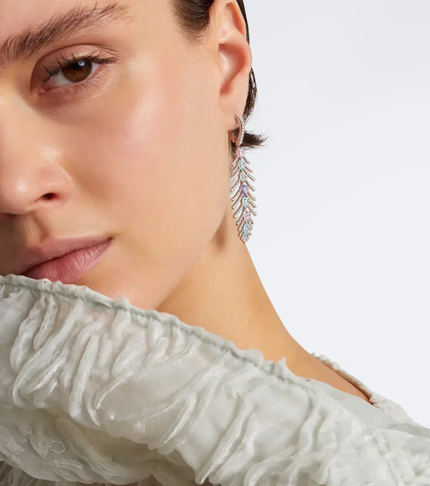 Kamyen Candy Crush Feather 18kt white gold drop earrings with diamonds | Thumbnail 4