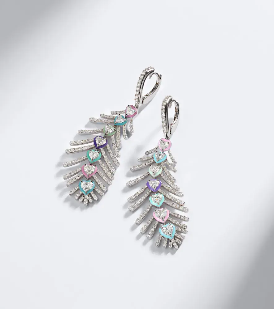 Kamyen Candy Crush Feather 18kt white gold drop earrings with diamonds | Thumbnail 5