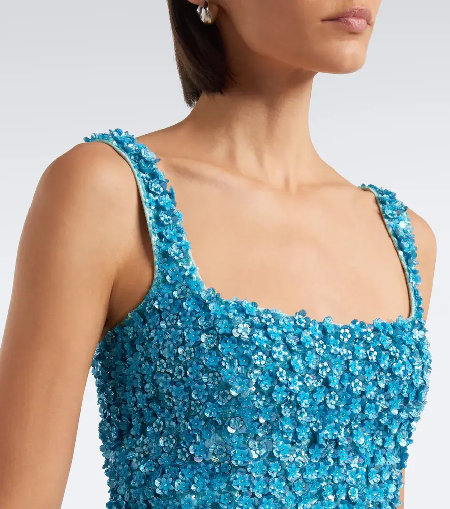 LA FUORI Là Fuori Embellished floral silk minidress | Thumbnail 5