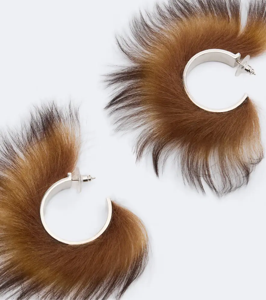 Acne Studios Shearling hoop earrings | Thumbnail 2 Acne Studios Shearling hoop earrings | Thumbnail 2