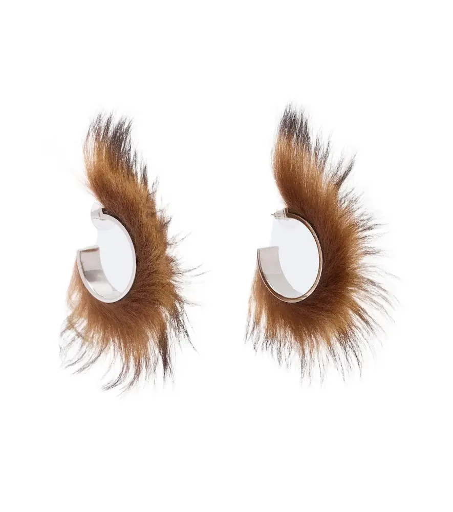 Shearling hoop earrings