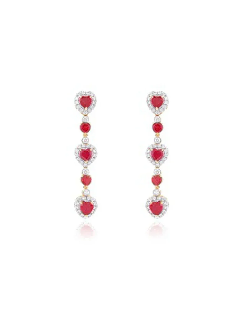 7.11ct Ruby Diamond 14K Gold Earrings