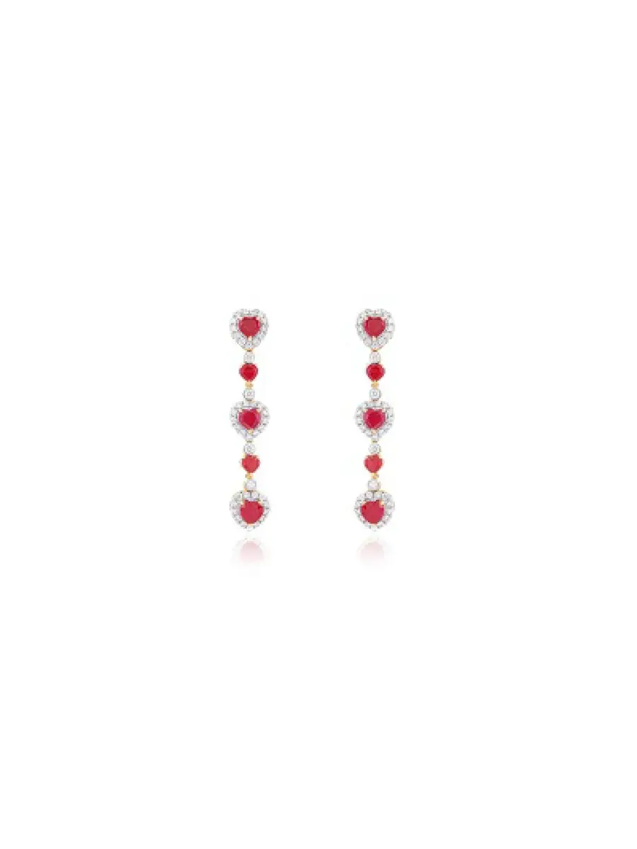 Wish Fine Jewelry 7.11ct Ruby Diamond 14K Gold Earrings