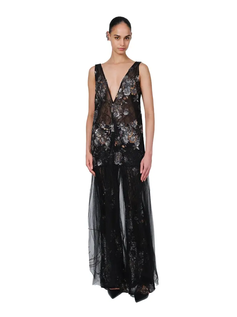The Anastasia dress in reflective embroidered lace The Anastasia dress in reflective embroidered lace