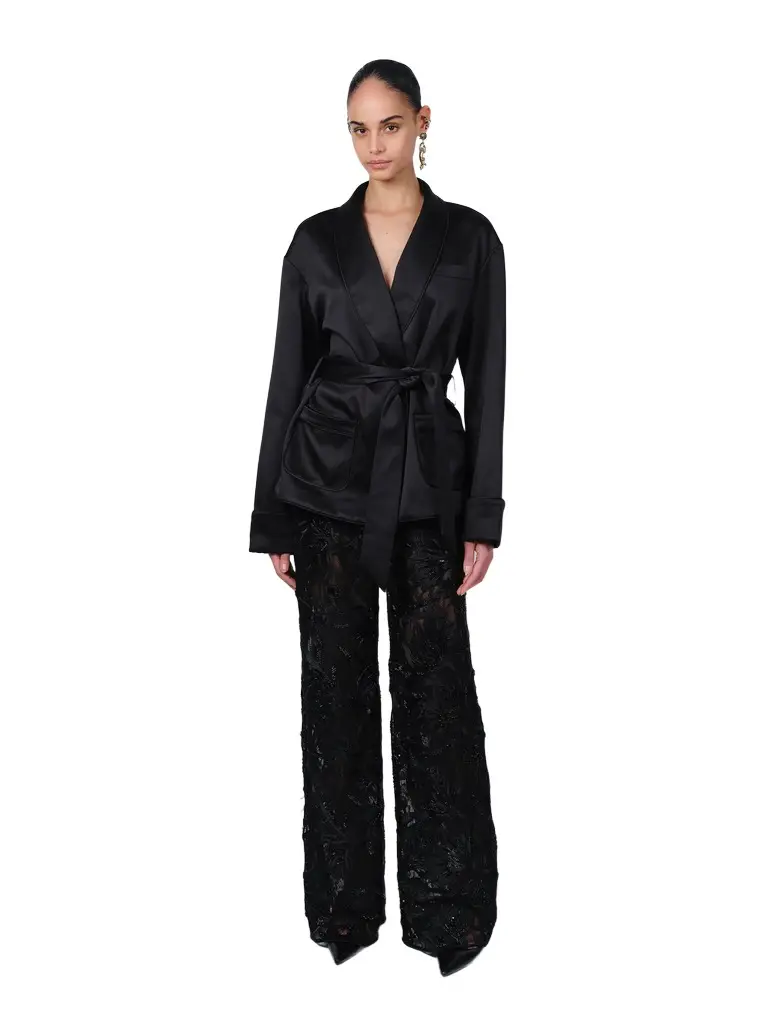 The Hanne jacket in black satin The Hanne jacket in black satin