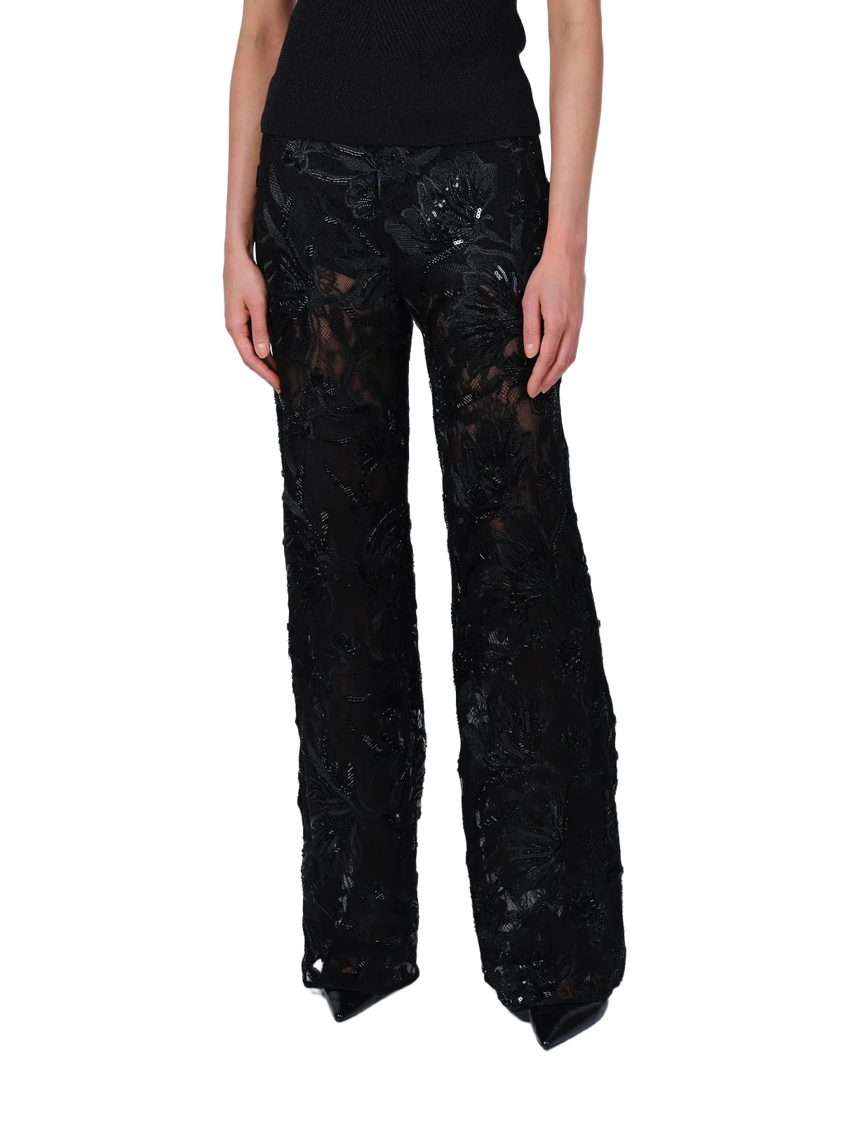 Aknvas The wide leg beaded pants in black - preorder