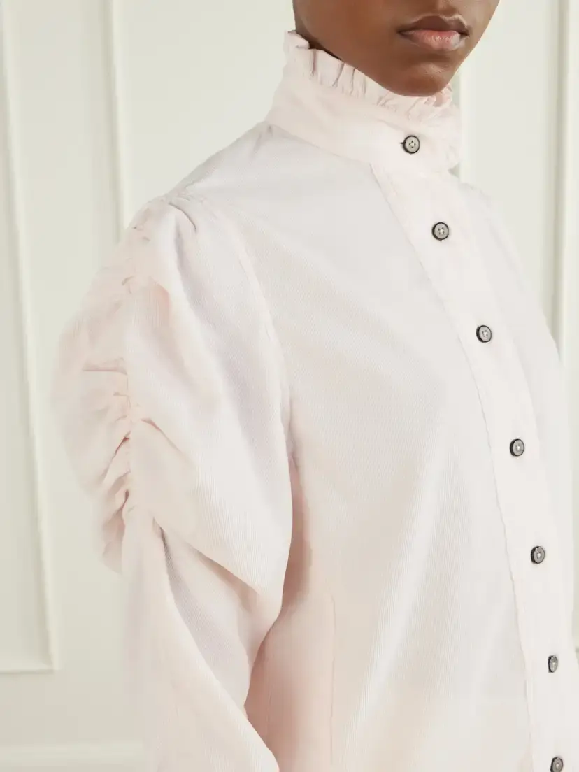 Thierry Colson Wind Gathered Cotton And Wool-blend Corduroy Blouse | Thumbnail 4 Thierry Colson Wind Gathered Cotton And Wool-blend Corduroy Blouse | Thumbnail 4