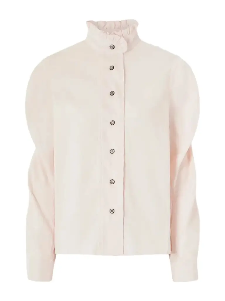 Thierry Colson Wind Gathered Cotton And Wool-blend Corduroy Blouse