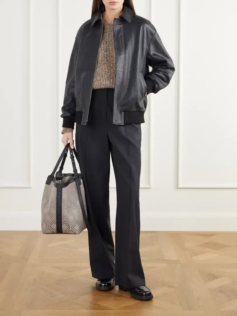 Serapian Secret Embroidered Felted Leather-trimmed Wool Tote | Thumbnail 3