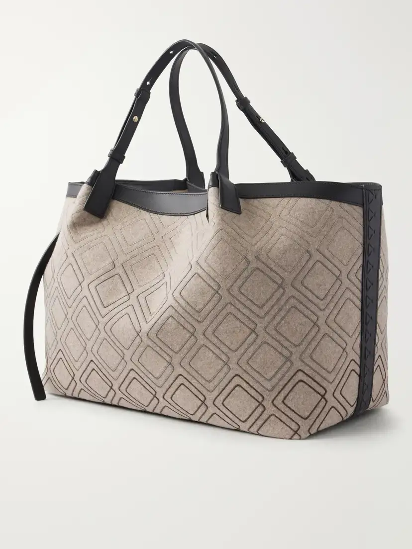 Serapian Secret Embroidered Felted Leather-trimmed Wool Tote | Thumbnail 4