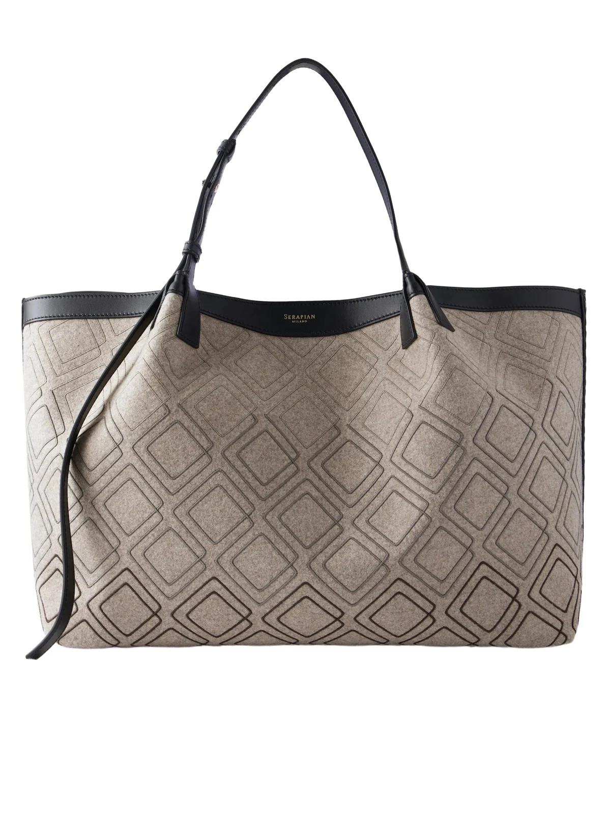 Serapian Secret Embroidered Felted Leather-trimmed Wool Tote
