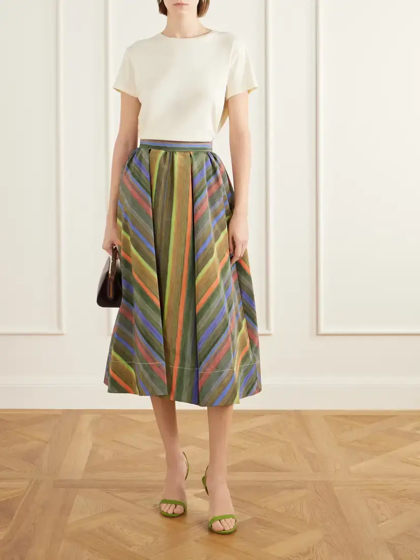 Christopher John Rogers Louis Pleated Printed Taffeta Midi Skirt | Thumbnail 2 Christopher John Rogers Louis Pleated Printed Taffeta Midi Skirt | Thumbnail 2