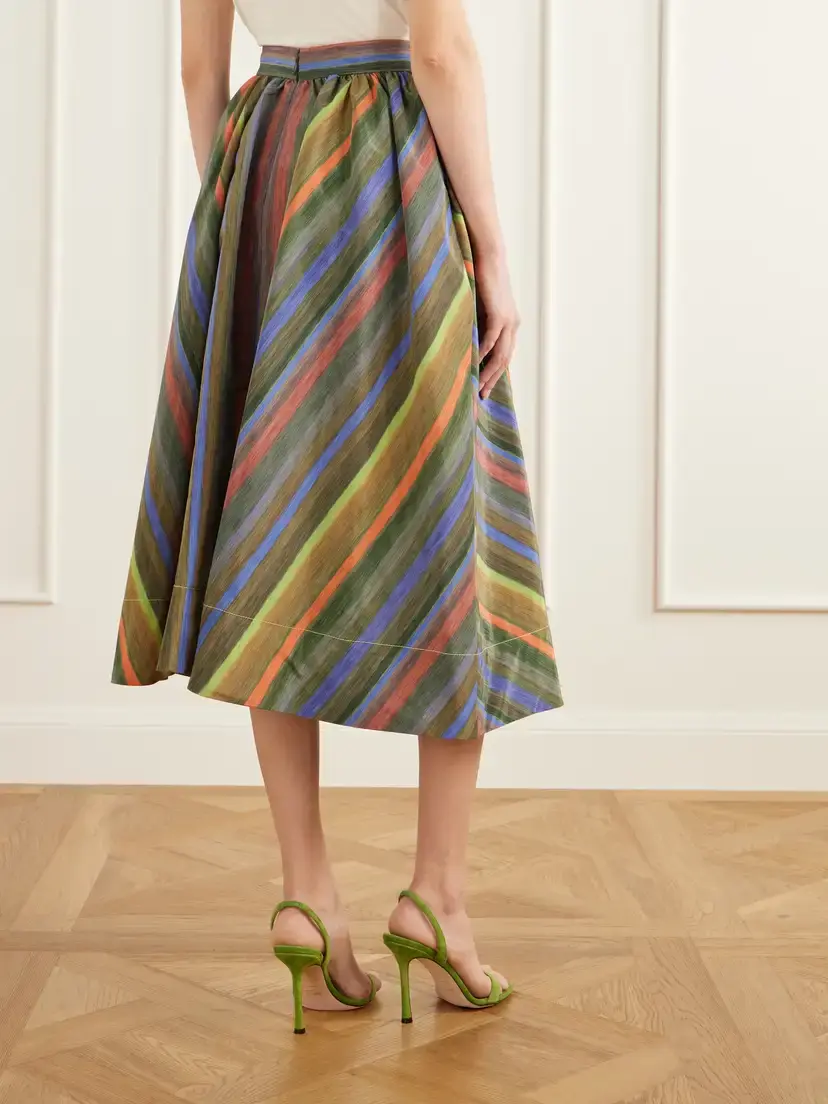 Christopher John Rogers Louis Pleated Printed Taffeta Midi Skirt | Thumbnail 3 Christopher John Rogers Louis Pleated Printed Taffeta Midi Skirt | Thumbnail 3