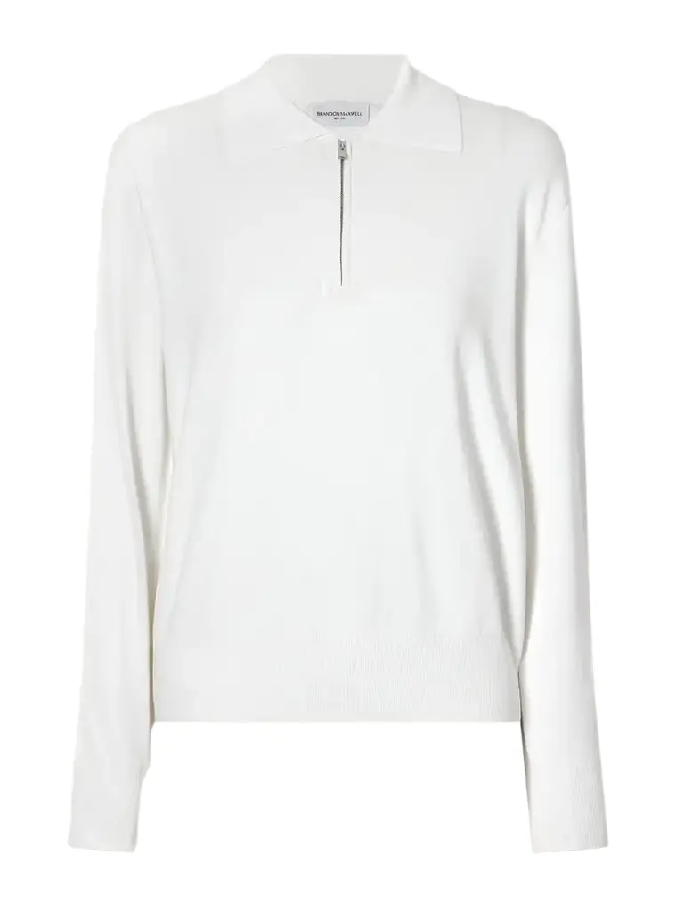 Brandon Maxwell The Keaton Jersey Half-zip Sweater